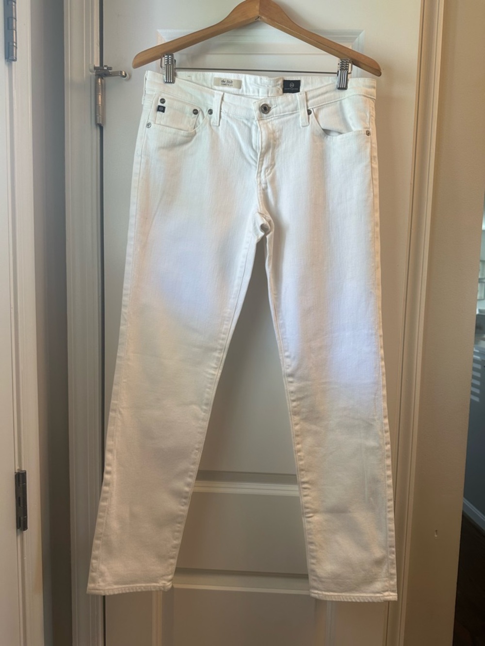 AG white straight leg jeans